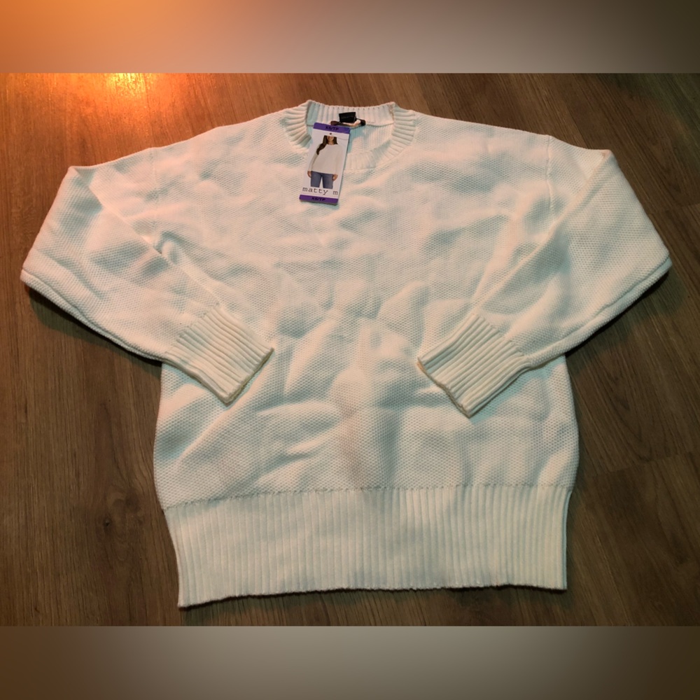 🔊 Matty M | NEW WHITE Knit Crewneck Sweater
